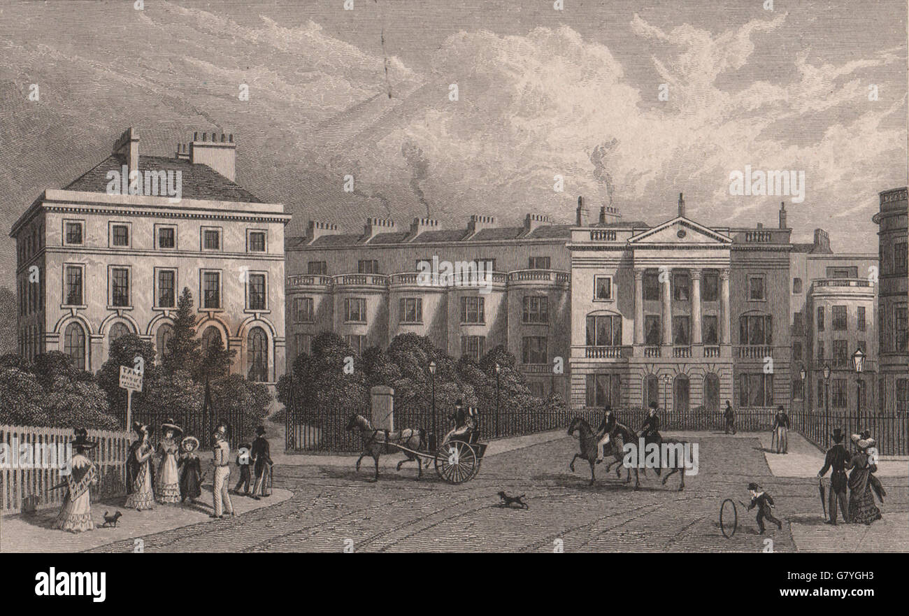 REGENT'S PARK. St. Andrews Place. London. SHEPHERD, antique print 1828 Stock Photo