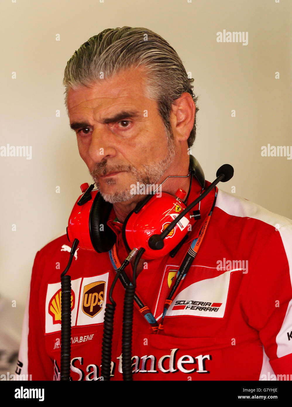 Ferrari Team Principal Maurizio Arrivabene during the practice day at the Circuit de Barcelona-Catalunya in Barcelona, Spain. Stock Photo
