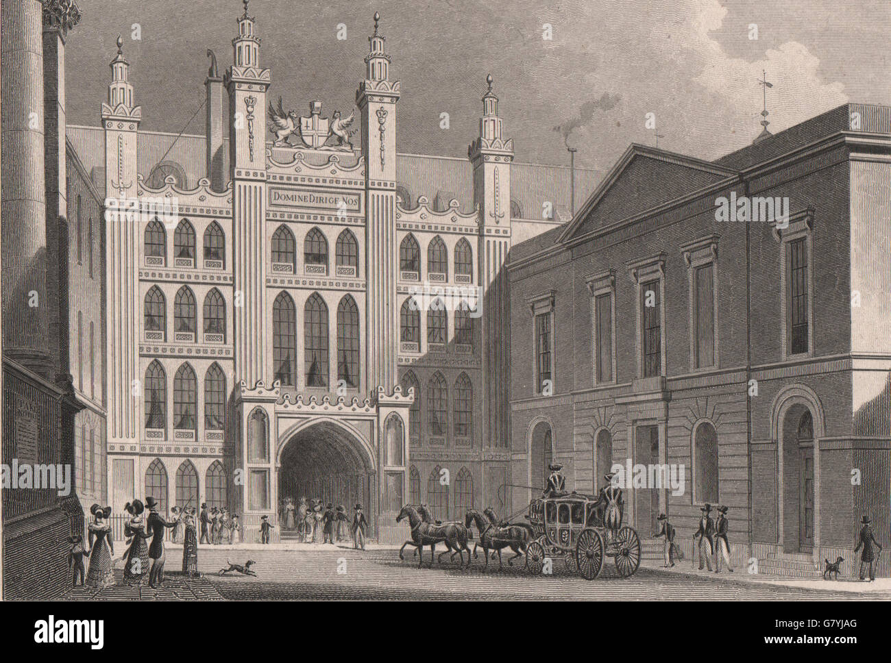 CITY OF LONDON. The Guildhall. London. SHEPHERD, antique print 1828 ...