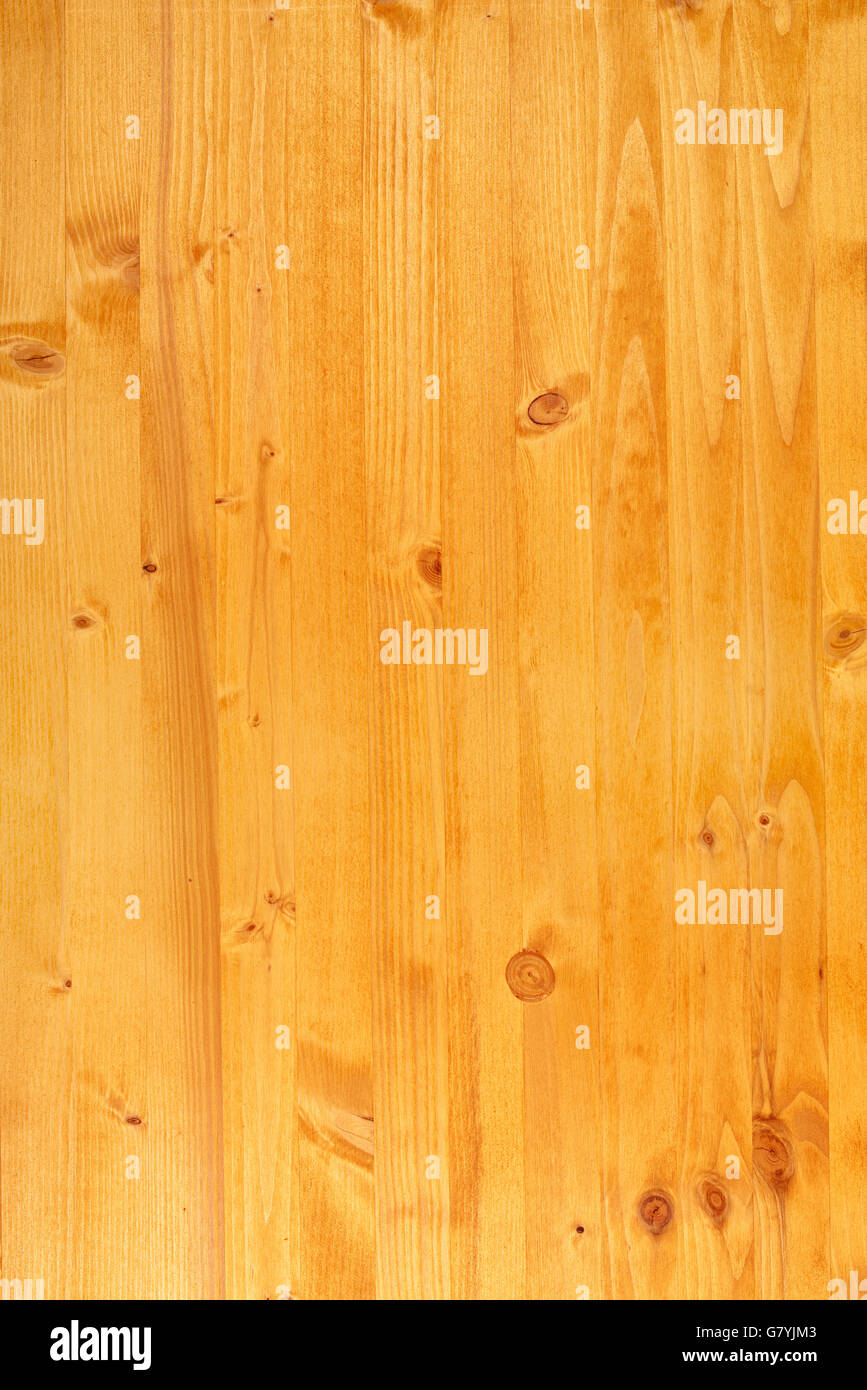 Yellow pine wood plank texture, top view of wooden board Stock Photo