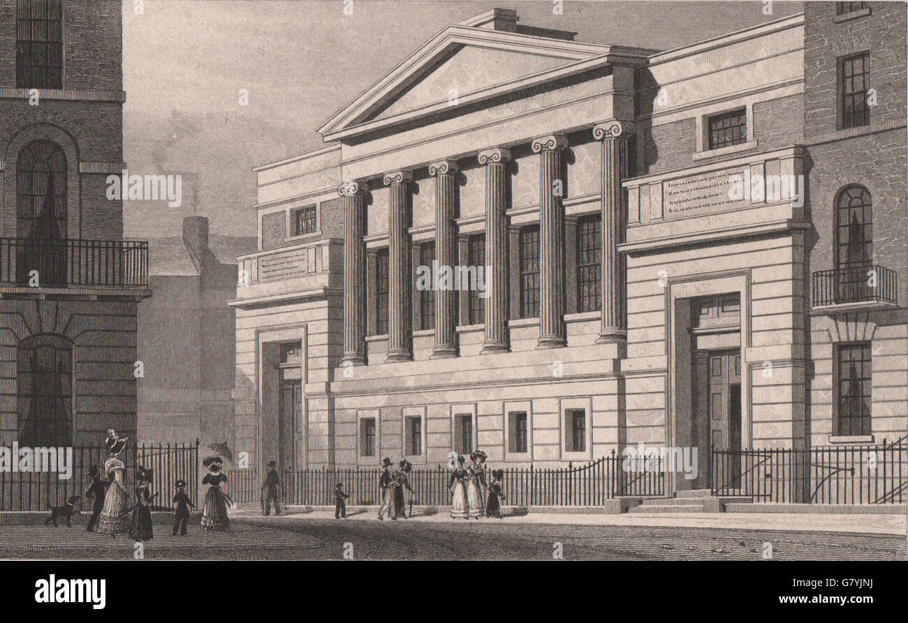 FINSBURY. The Finsbury Chapel (William Brooks). London. SHEPHERD, print 1828 Stock Photo