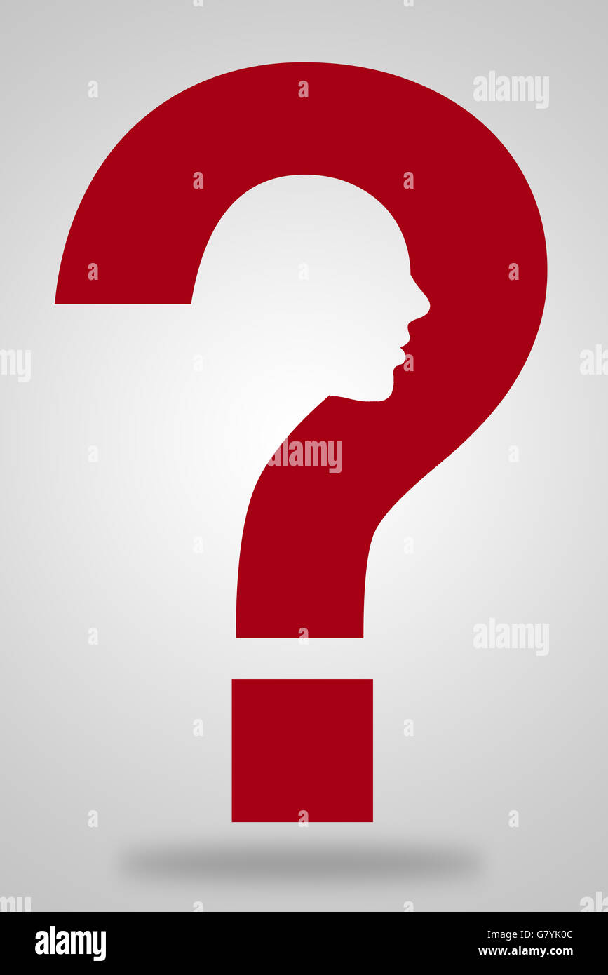 Question mark with face as a thinking concept symbol Stock Photo - Alamy