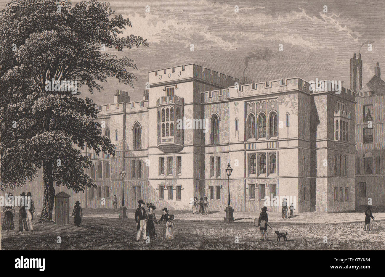 TEMPLE. The New Library and Parliament Chambers. London. SHEPHERD, print 1828 Stock Photo