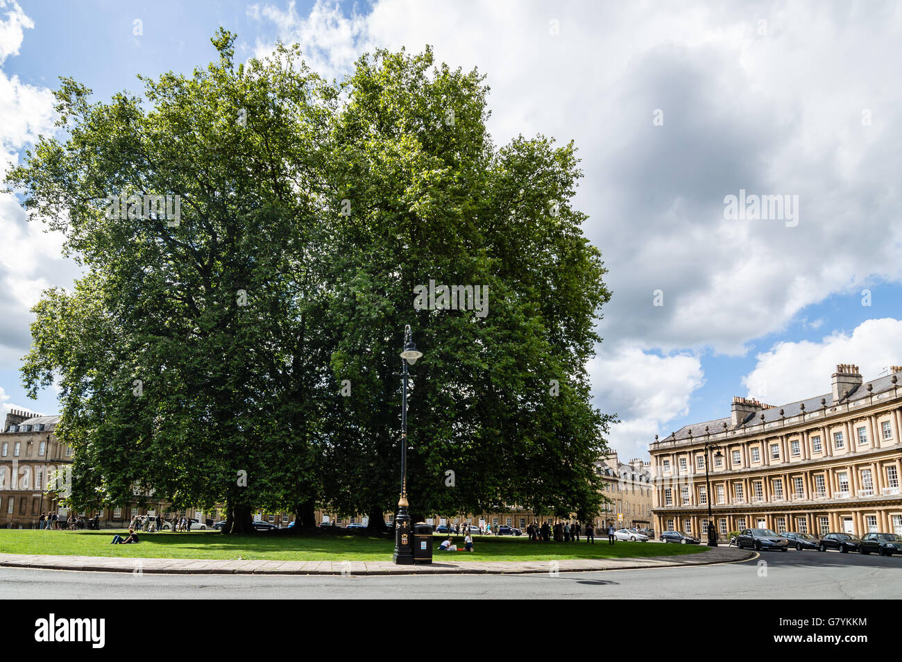 Bath, UK - August 15, 2015: The famous Circus buildingIt is an example of Georgian architecture in the city of Bath Stock Photo