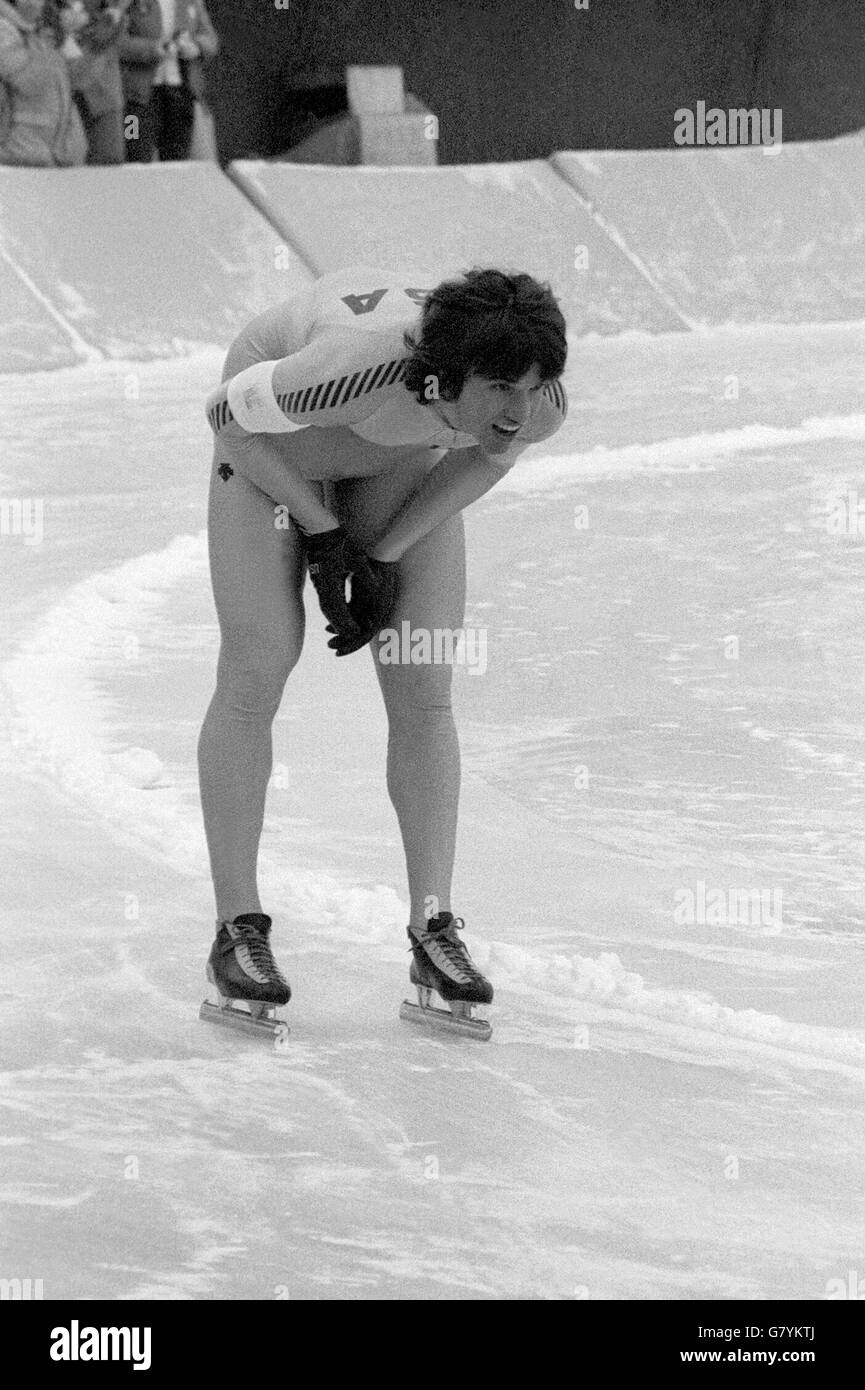 Eric Heiden US Skater at Olympics in Lake Placid Stock Photo