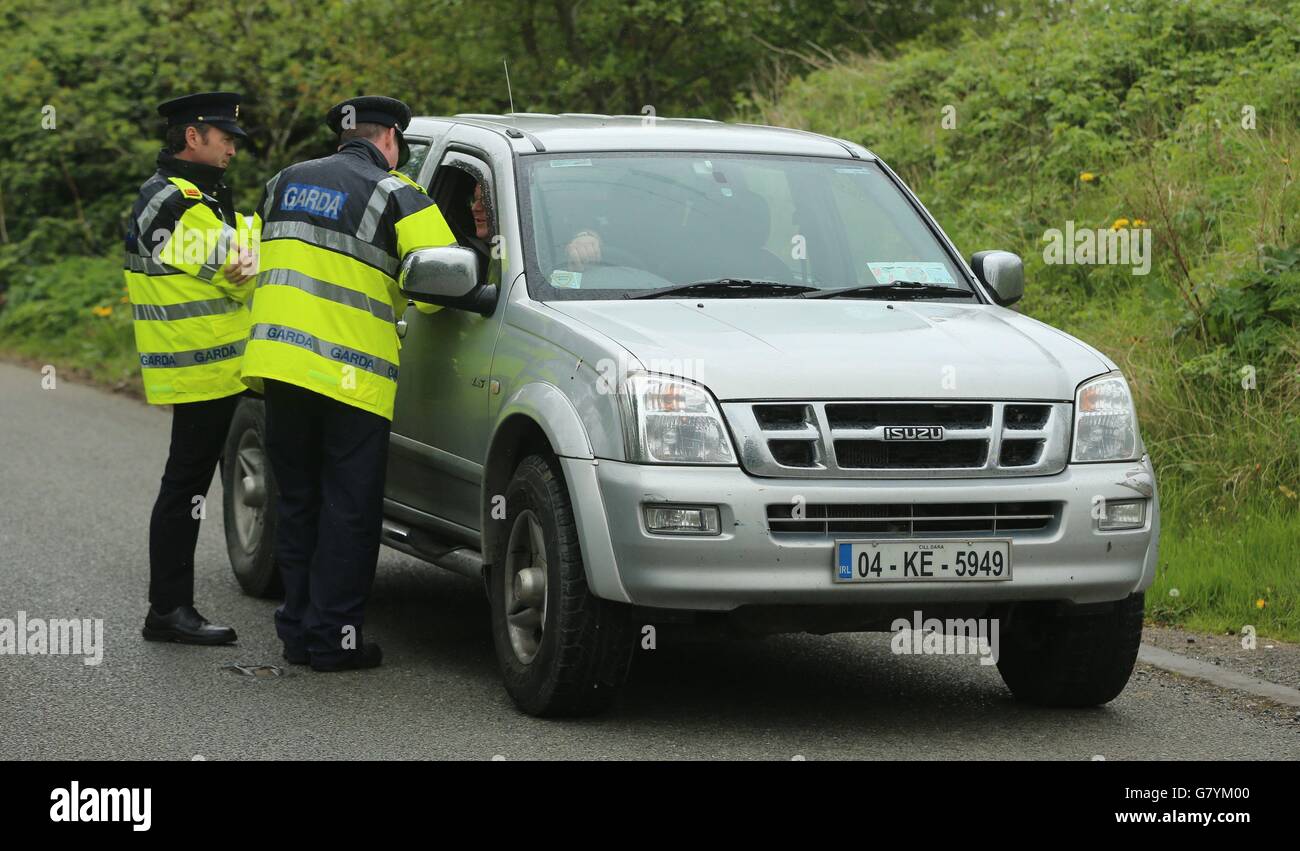 Gardai investigating the case of a baby abandoned on Steelstown Road in Rathcoole, Co Dublin, last Friday, question drivers at the scene as they issued a fresh appeal for information to try to identify the baby and her parents. Stock Photo