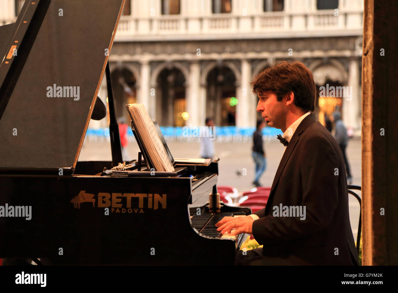 Orchestra of Gran Caffè Quadri. Piazza San Marco / St Mark's Square / Markusplatz, Venice. Stock Photo