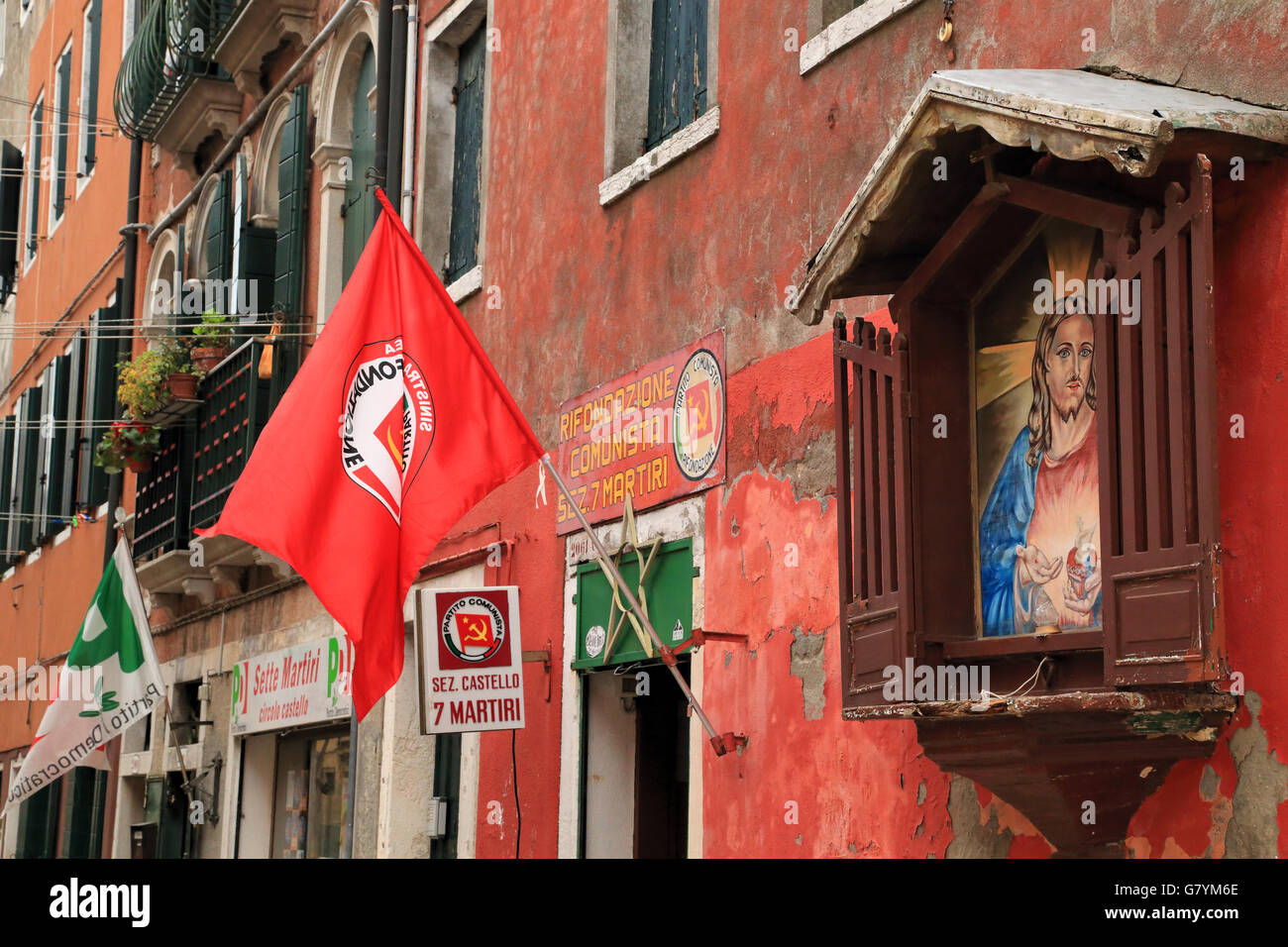Office of the Communist Refoundation Party (Partito della Rifondazione Comunista, PRC) in Venice, Italy Stock Photo
