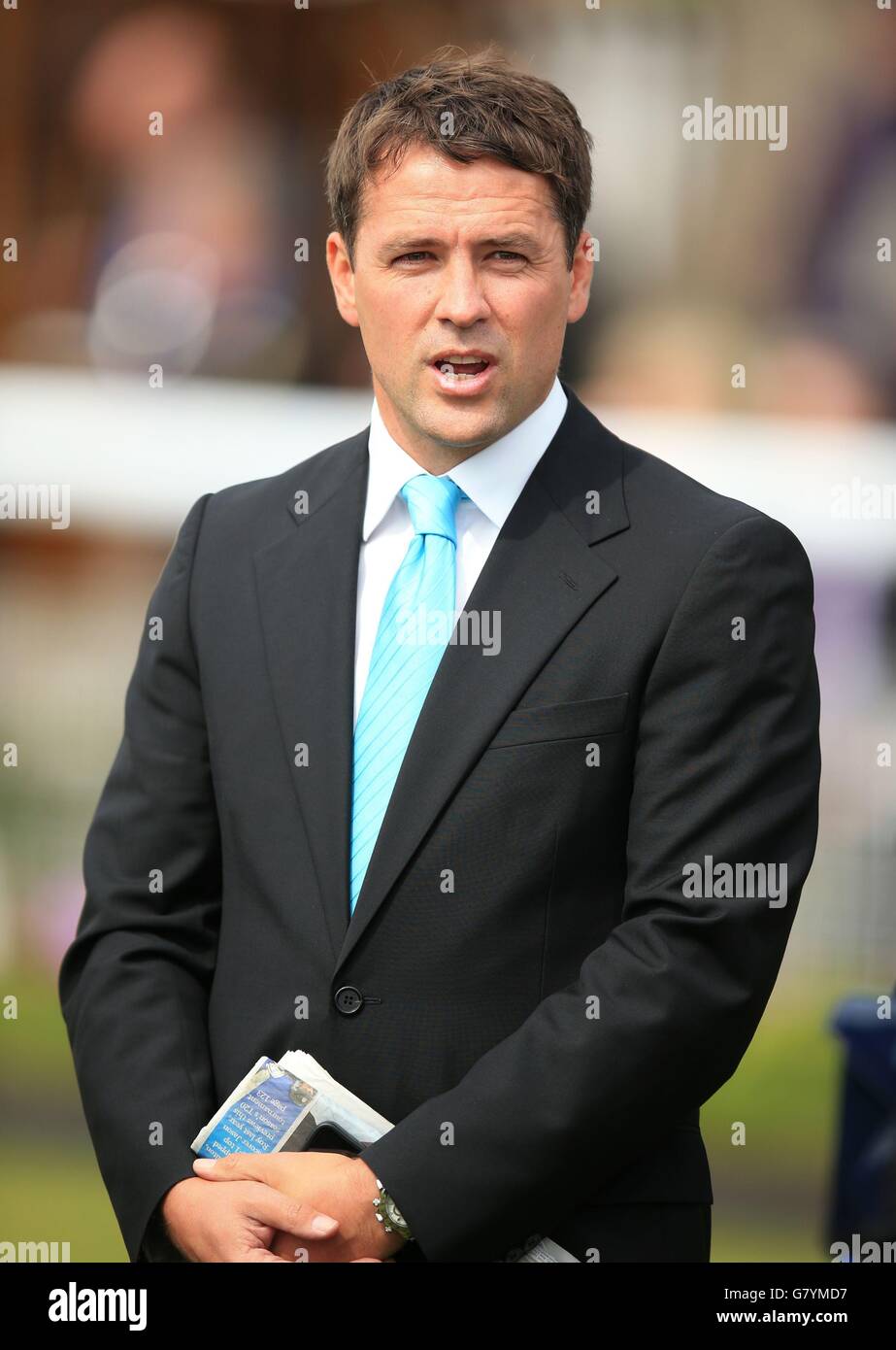 Black Panther owner Michael Owen during day three of the Dante Festival at York Racecourse, York. Stock Photo