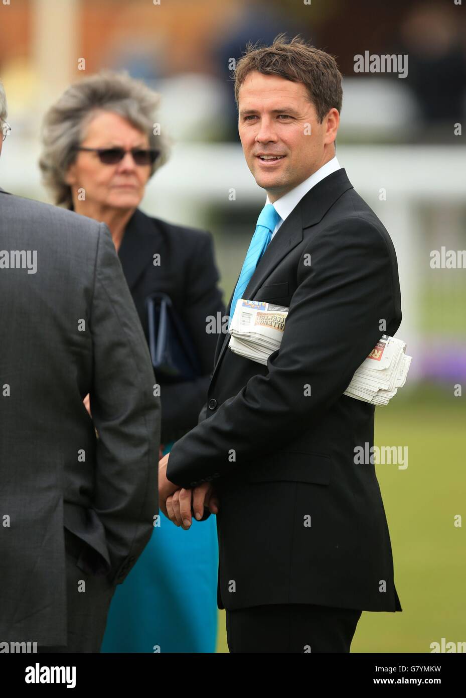 Black Panther owner Michael Owen during day three of the Dante Festival at York Racecourse, York. Stock Photo