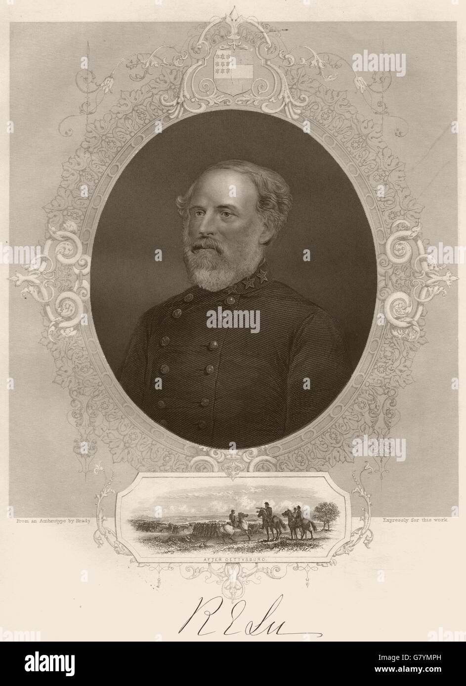 AMERICAN CIVIL WAR. General Robert E. Lee. USA. Inset: After Gettysburg, 1864 Stock Photo