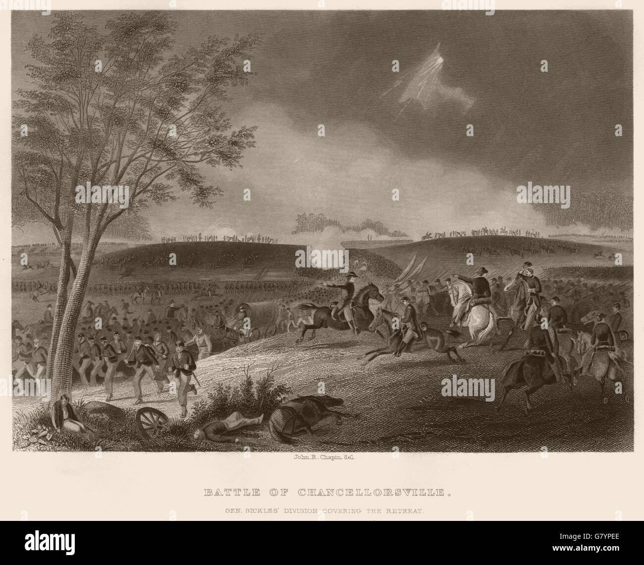 AMERICAN CIVIL WAR. Battle of Chancellorsville. Sickles. Retreat. Virginia, 1864 Stock Photo