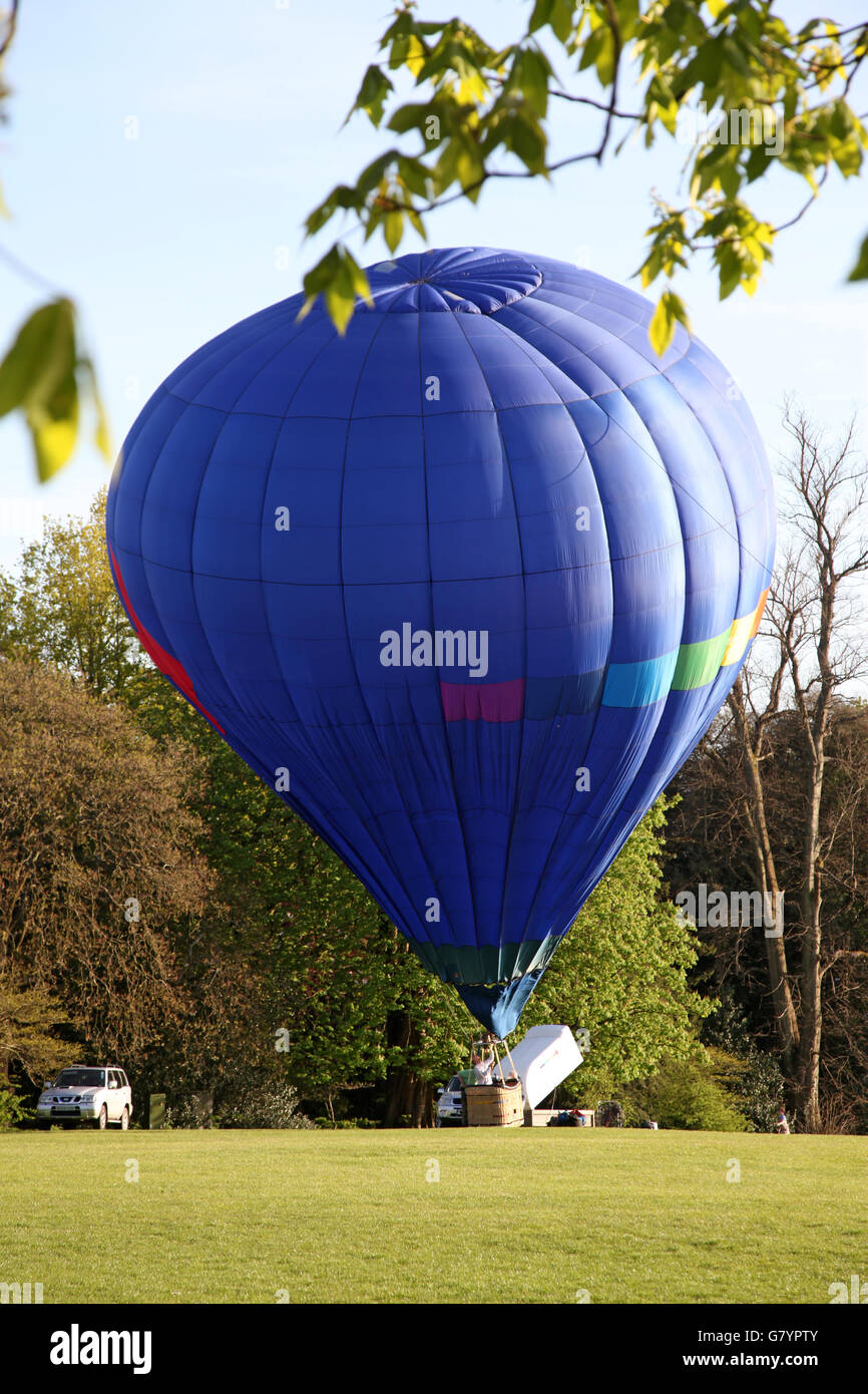 A hot air balloon just before it is fully inflated Stock Photo