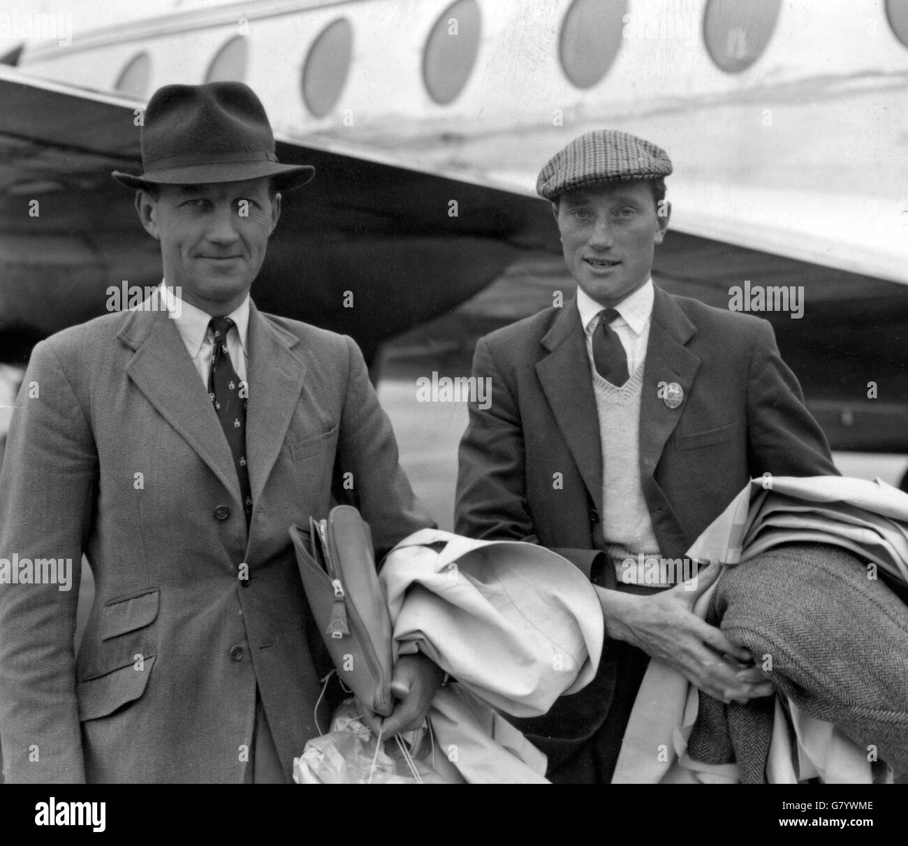 Equestrian - British Olympic Team - Frank Weldon and Bertie Hill - London Airport Stock Photo