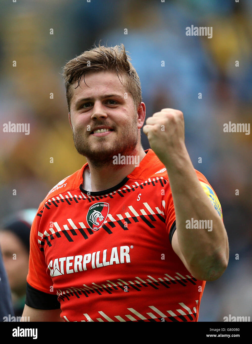 Rugby Union - Aviva Premiership - Wasps v Leicester Tigers - Ricoh Arena. Leciester Tigers' Ed Slater celebrates at full time during the Aviva Premiership match at the Ricoh Arena, Coventry. Stock Photo