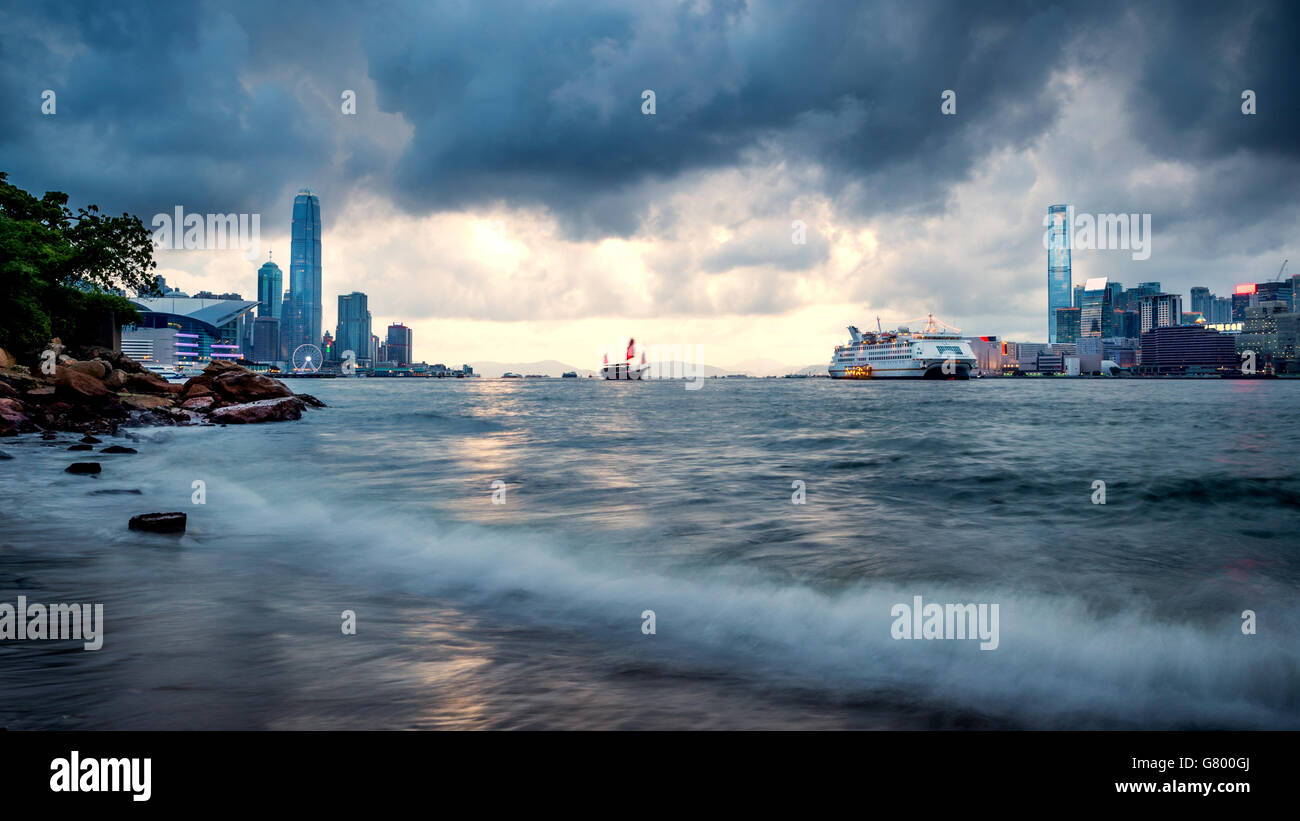 Cloudy day at Victoria Harbor of Hong Kong Stock Photo - Alamy