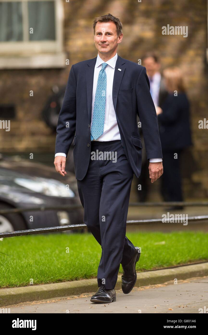 Jeremy Hunt who is to remain as Health Secretary, arrives in Downing Street, Westminster, London. Stock Photo