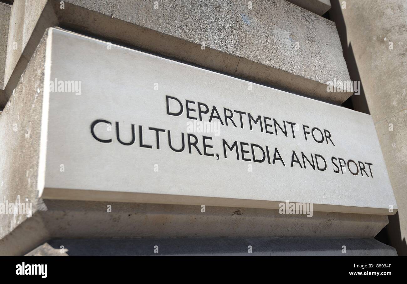 A general view of the sign of the Department for Culture, Media and Sport in London as the Prince of Wales has defended his decision to write a series of letters to government ministers. Stock Photo
