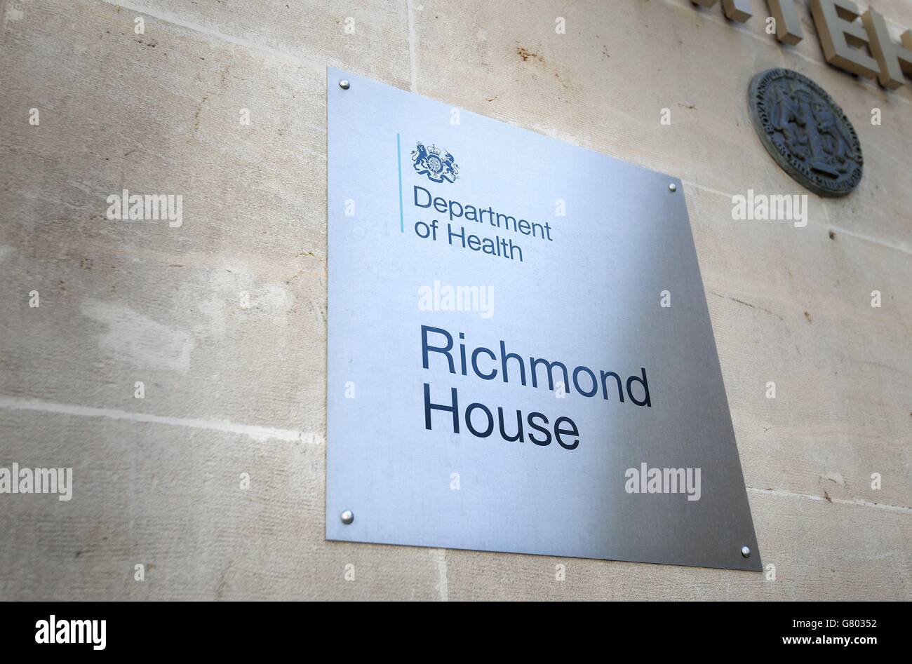 A general view of the sign of the Department of Health at Richmond House in London as the Prince of Wales has defended his decision to write a series of letters to government ministers. Stock Photo