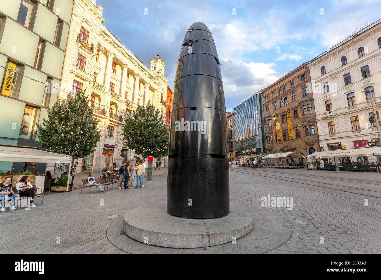 Astronomical Clock Brno sculpture on Freedom Square (Namesti Svobody), Brno  Czech Republic Moravia Stock Photo - Alamy