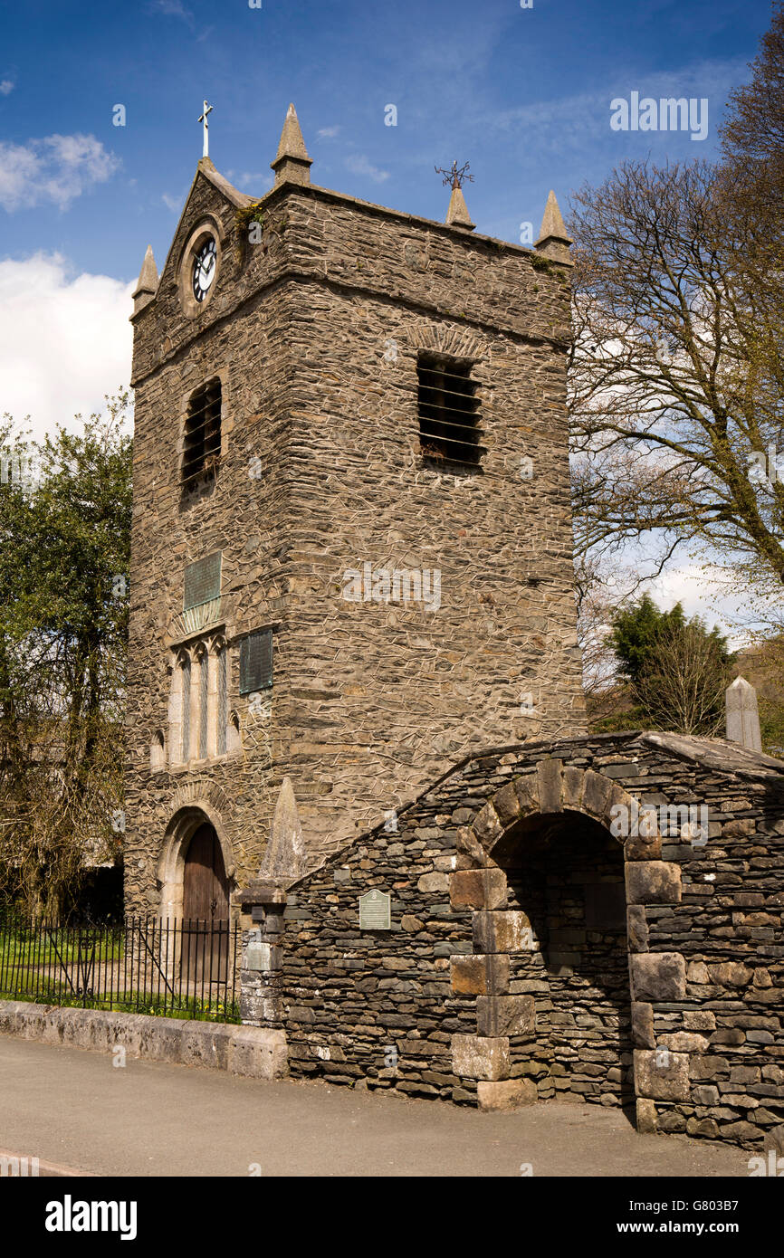 UK, Cumbria, Kendal, Staveley, St Margaret’s Tower, remains of 1338 church built by Sir William Thweng Stock Photo