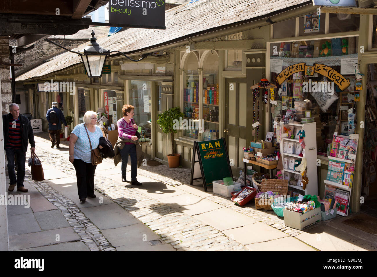 UK, Cumbria, Kendal, shops in New Shambles, between Market Place and