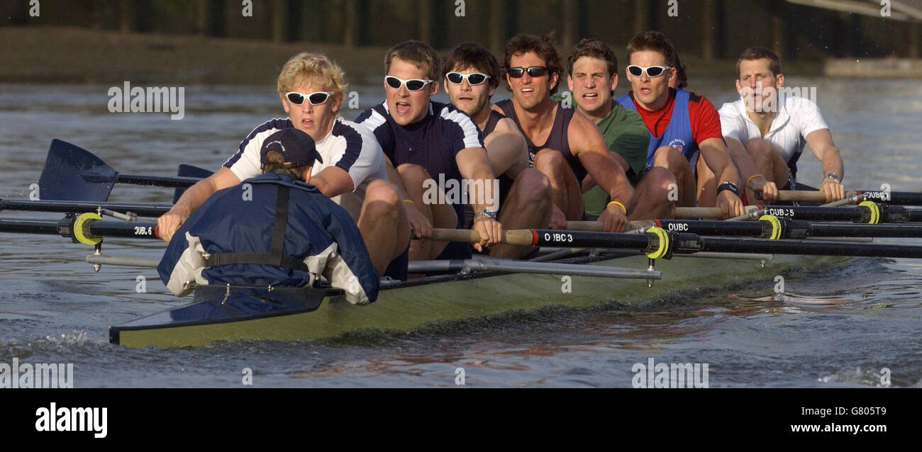 Rowing the 151st boat race oxford v cambridge the thames hires stock
