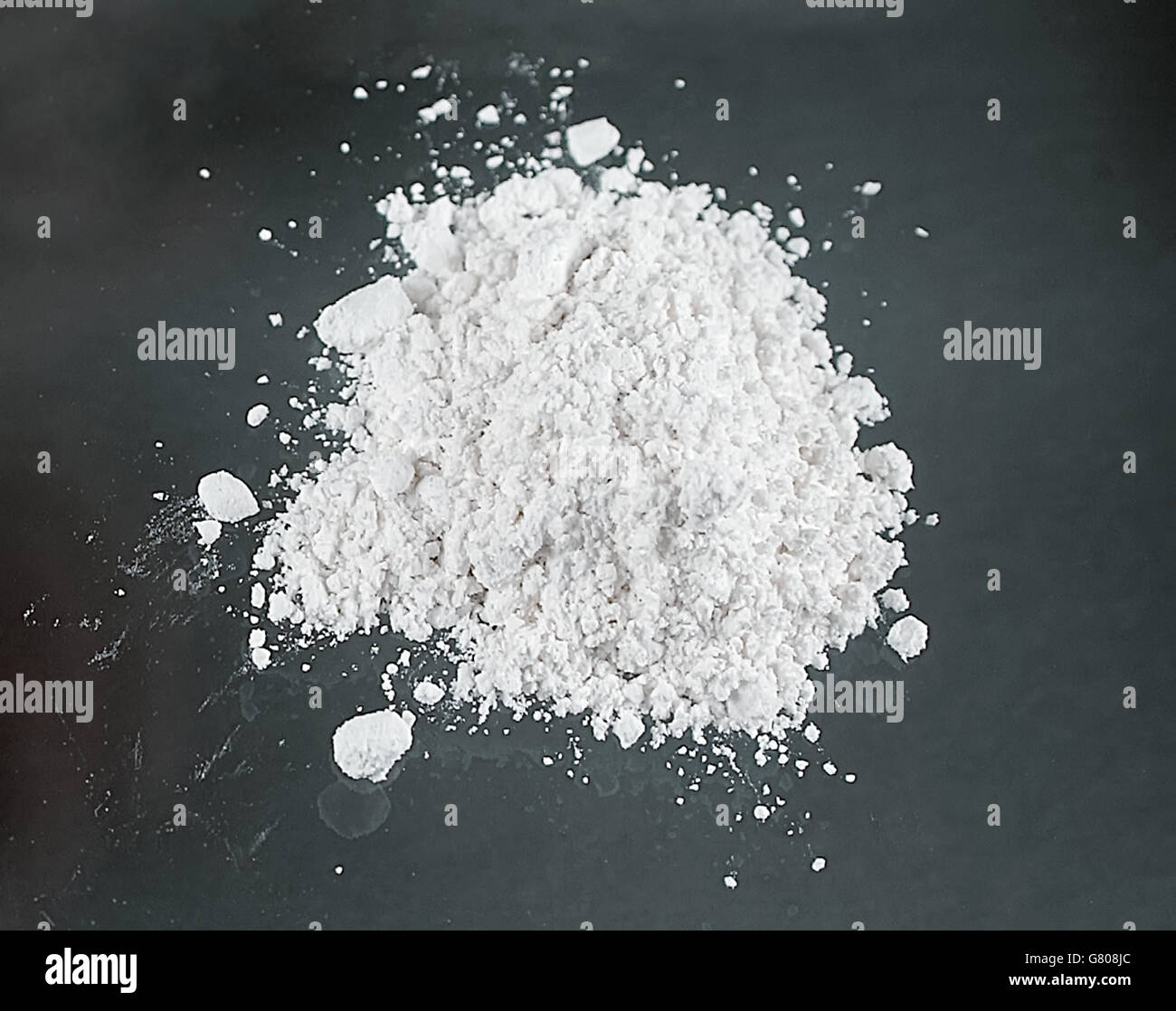 Heroin #4 grade, know as 'China White', the purest form available and looks like a white powder or salt, easy to dissolve and inject, produced in the Golden Triangle and its largest market is found in the Eastern USA. Stock Photo