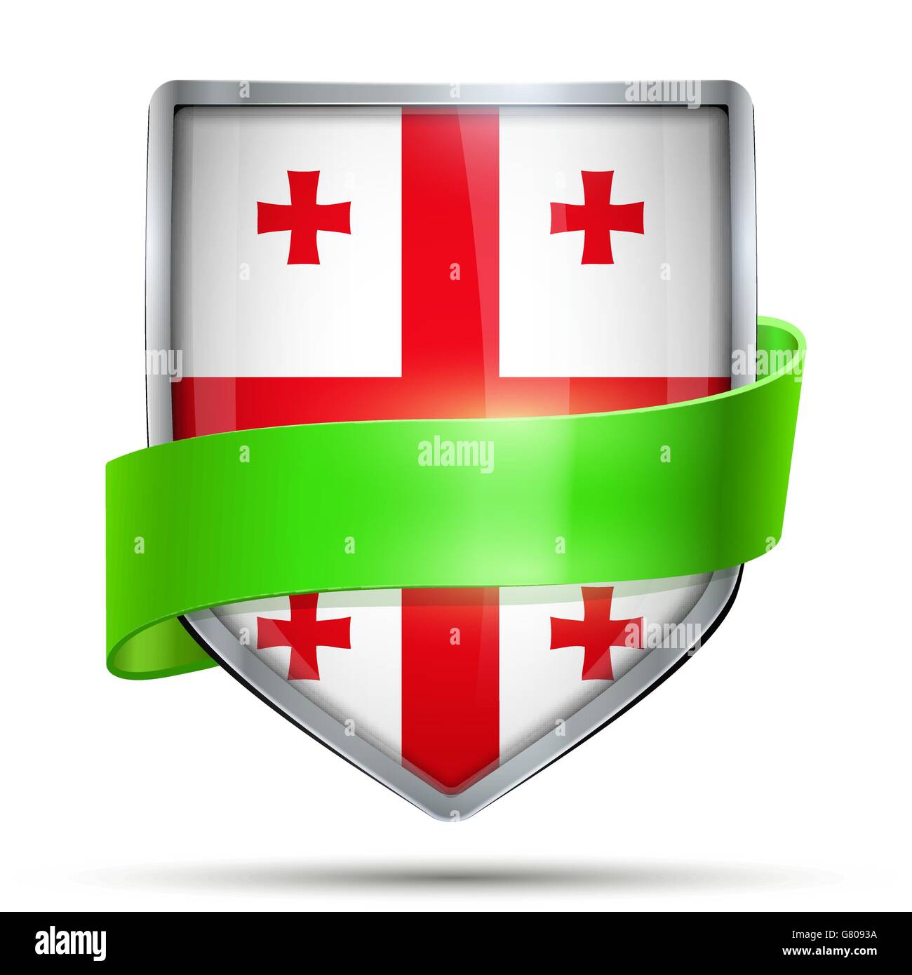 Shield with flag Georgia and ribbon. Stock Vector