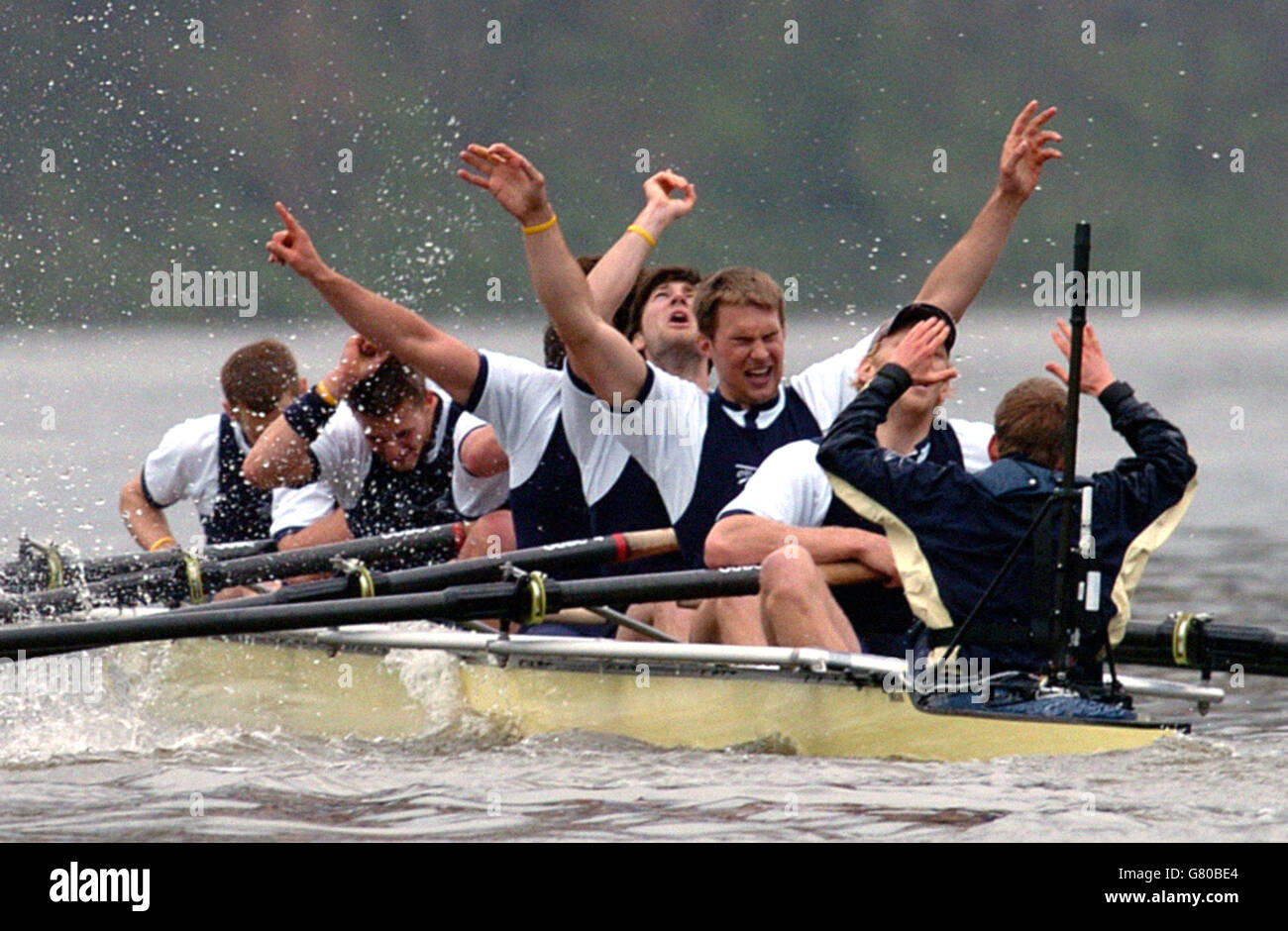 Rowing the 151st boat race oxford v cambridge the thames hires stock