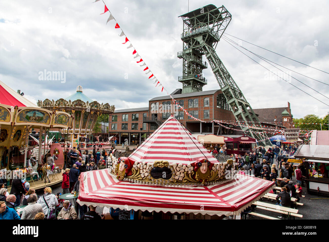 Historical fair in the grounds of Zeche Zollern, an old industry museum on the ground of a former colliery  in Dortmund, Stock Photo