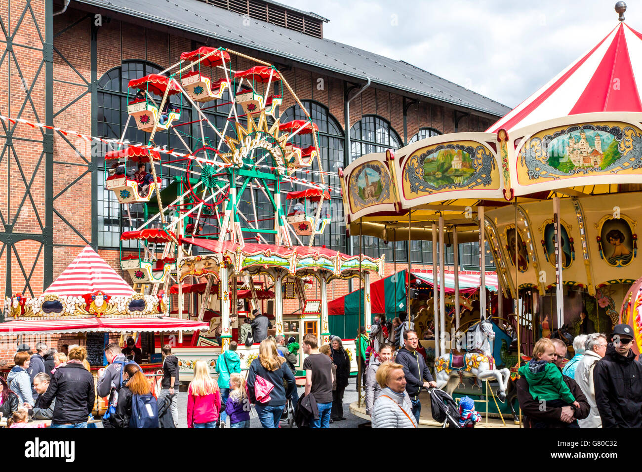 Historical fair in the grounds of Zeche Zollern, an old industry museum on the ground of a former colliery  in Dortmund, Stock Photo