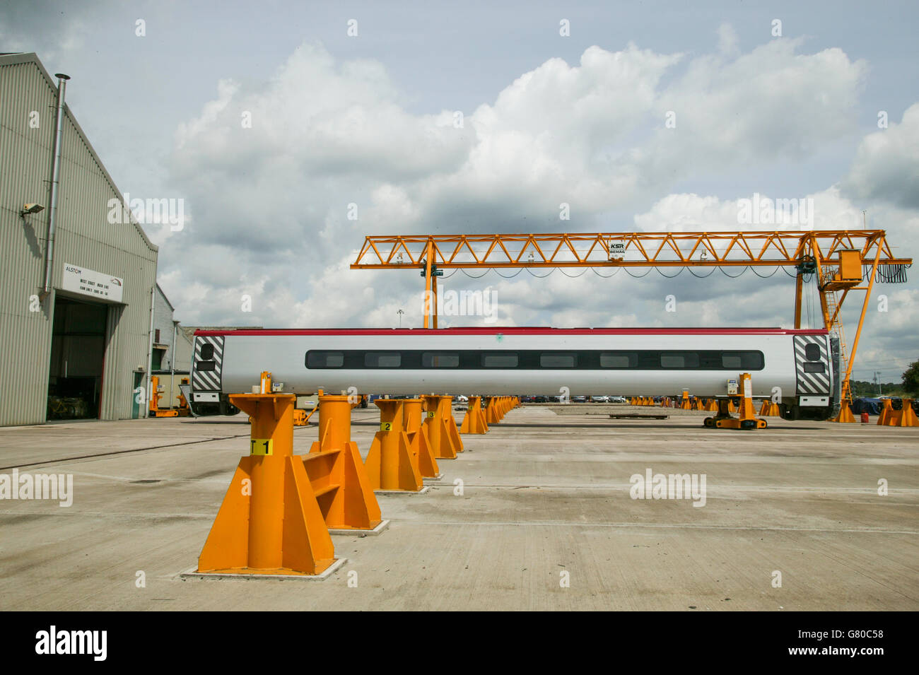 Alstom's manufacturing facility at Washwood Heath Birmingham as it approaches the end of Pendolino assembly. Stock Photo