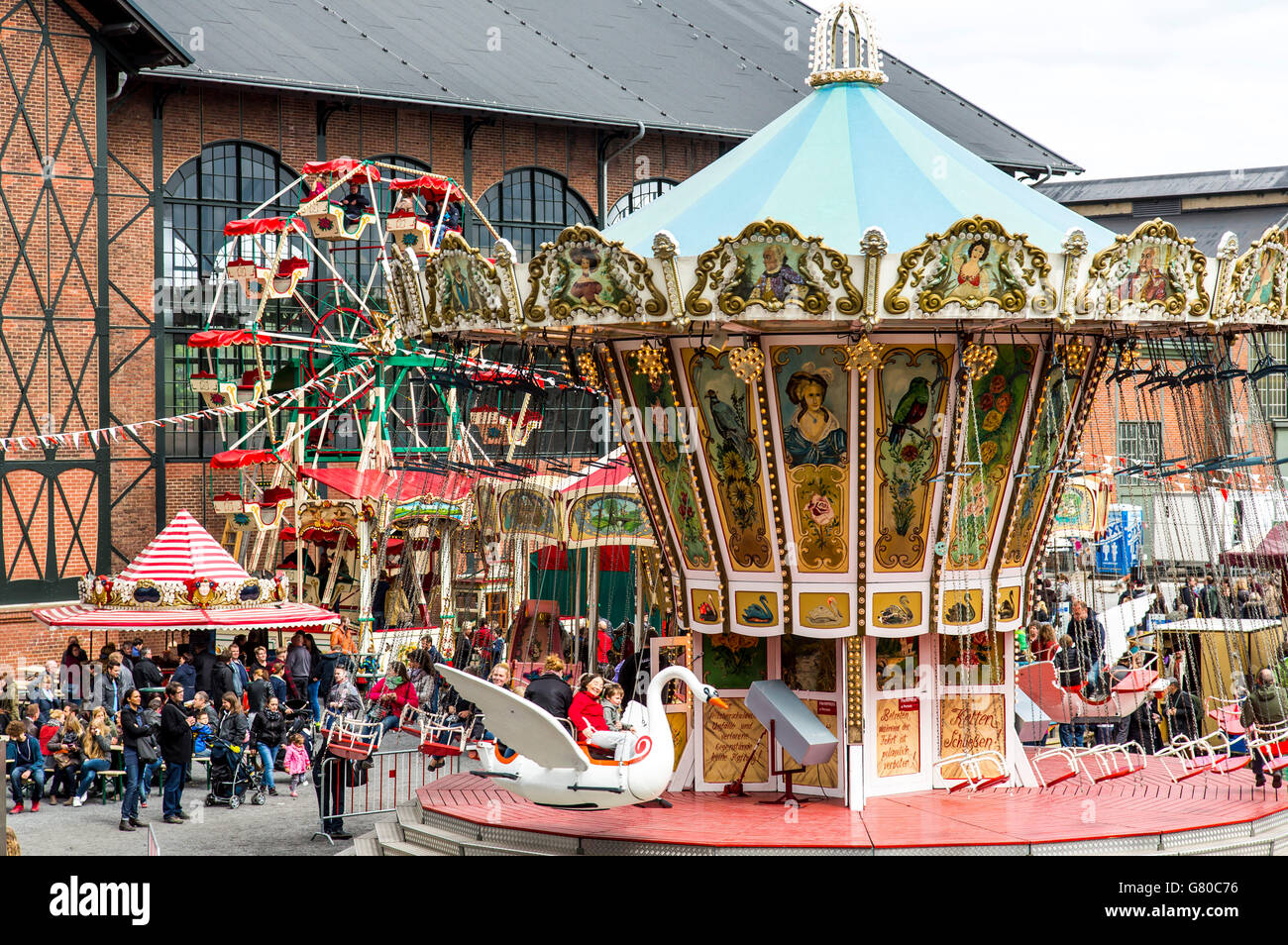 Historical fair in the grounds of Zeche Zollern, an old industry museum on the ground of a former colliery  in Dortmund, Stock Photo