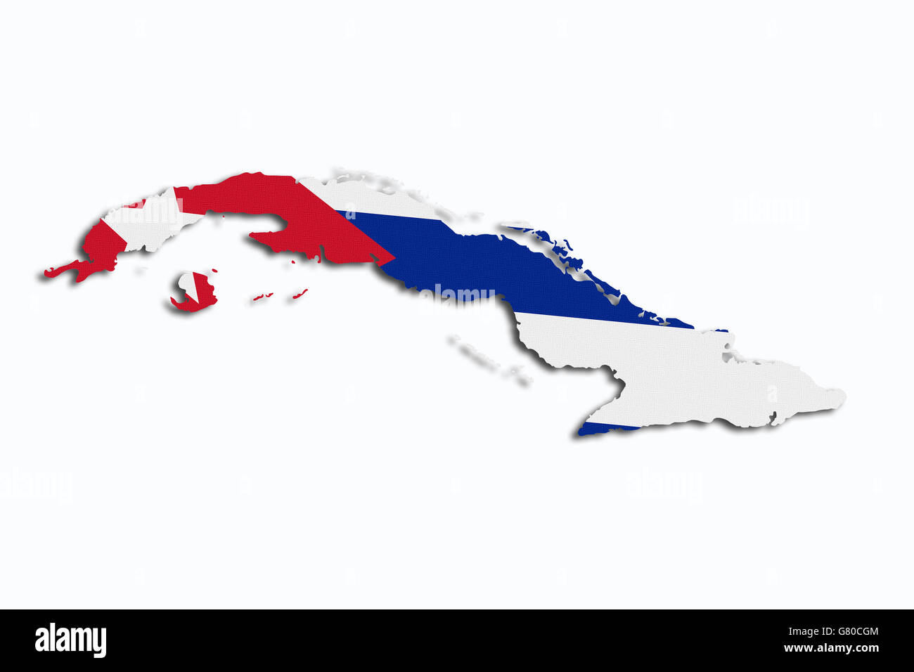 3d rendering of a Cuba map and flag Stock Photo