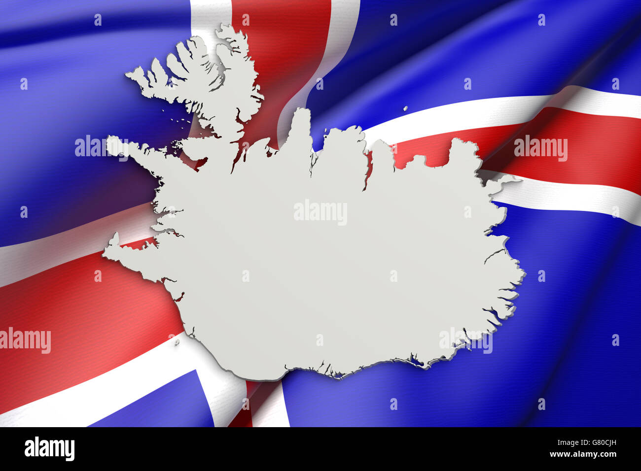 3d rendering of Iceland map and flag on background Stock Photo - Alamy