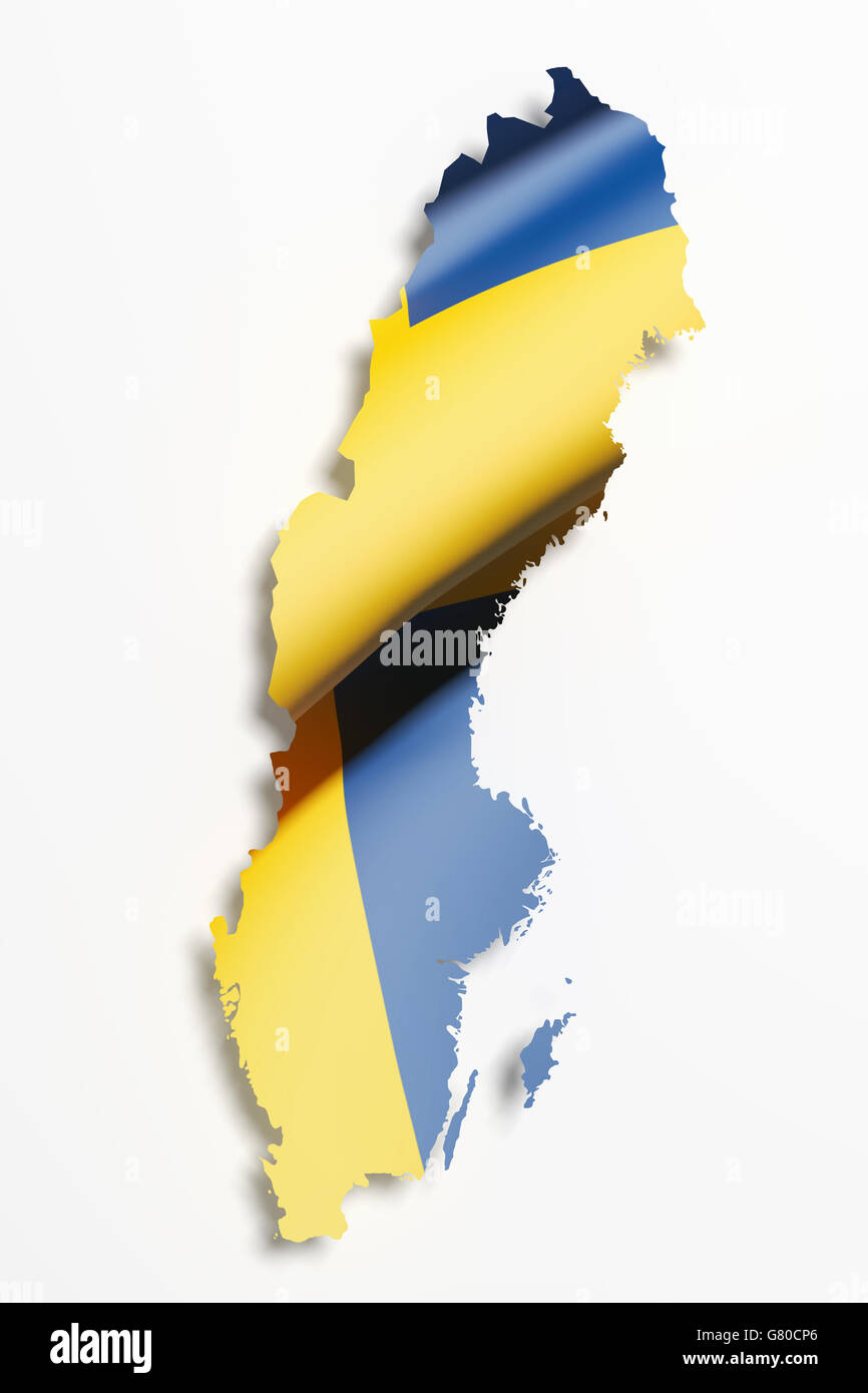 3d rendering of Sweden map and flag on white background Stock Photo - Alamy
