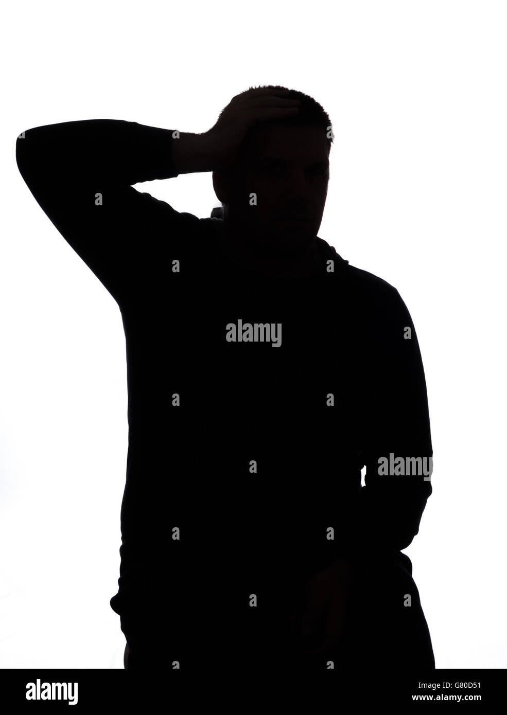 Man portrait silhouette isolated on white Stock Photo - Alamy