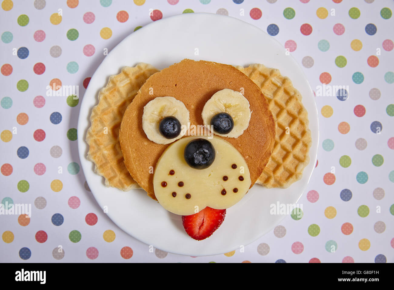 Funny pancakes for kids breakfast Stock Photo Alamy