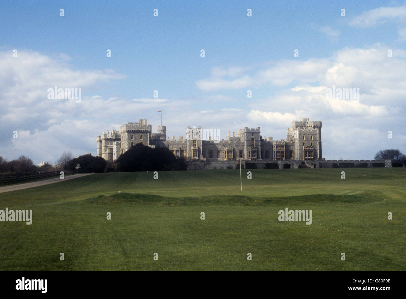 Royalty - Windsor Castle. The East Terrace of Windsor Castle, with its golf course in the foreground. Stock Photo