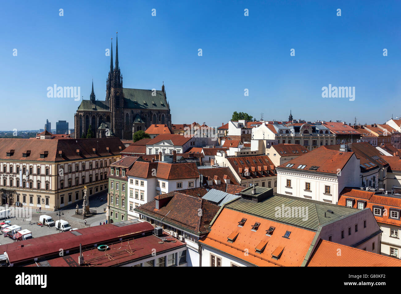 Cathedral of St Peter and Paul Brno view landmarks in the centre of the old town, Brno Czech Republic Stock Photo