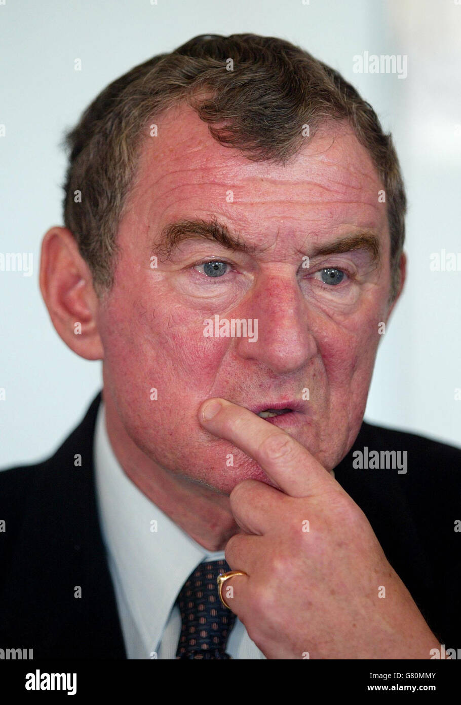 David Pleat, who has joined with Portsmouth in a consultancy role, speaks during a press conference. Stock Photo