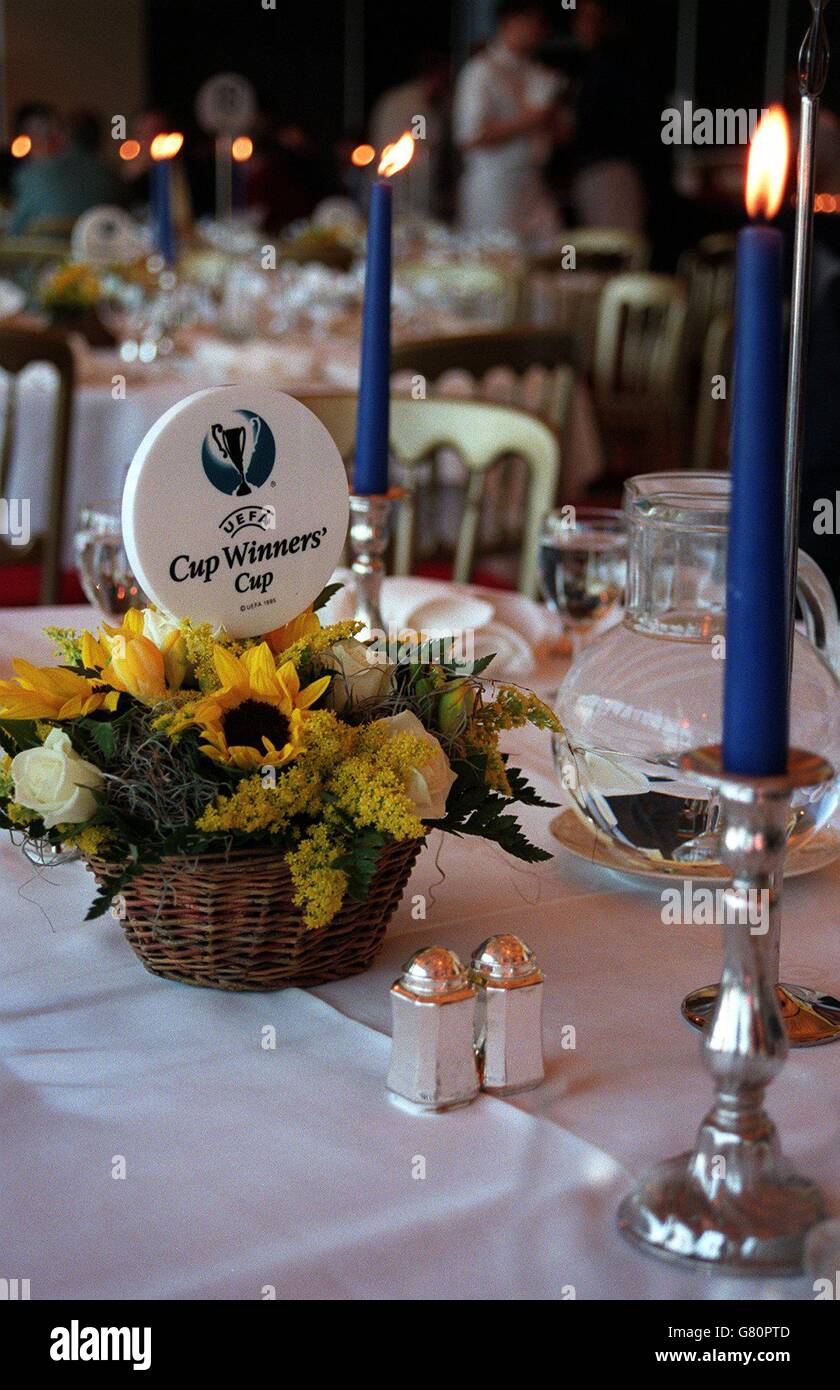 Uefa cup winners cup final dinner tables hires stock photography and