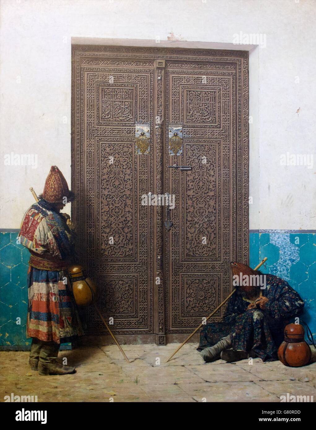 At the Entrance to the Mosque, by Vasily Vereshchagin,  1873, State Russian Museum, Saint Petersburg, Russia Stock Photo