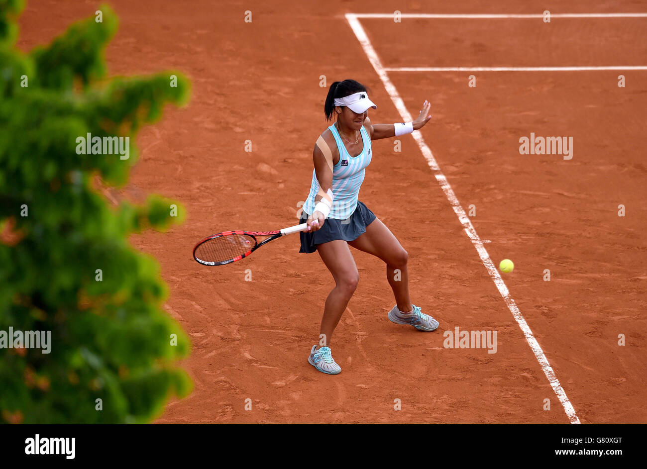 Heather Watson during her 2nd round women's singles match against Sloane Stephens on day five of the French Open at Roland Garros on May 28, 2015 in Paris, France Stock Photo