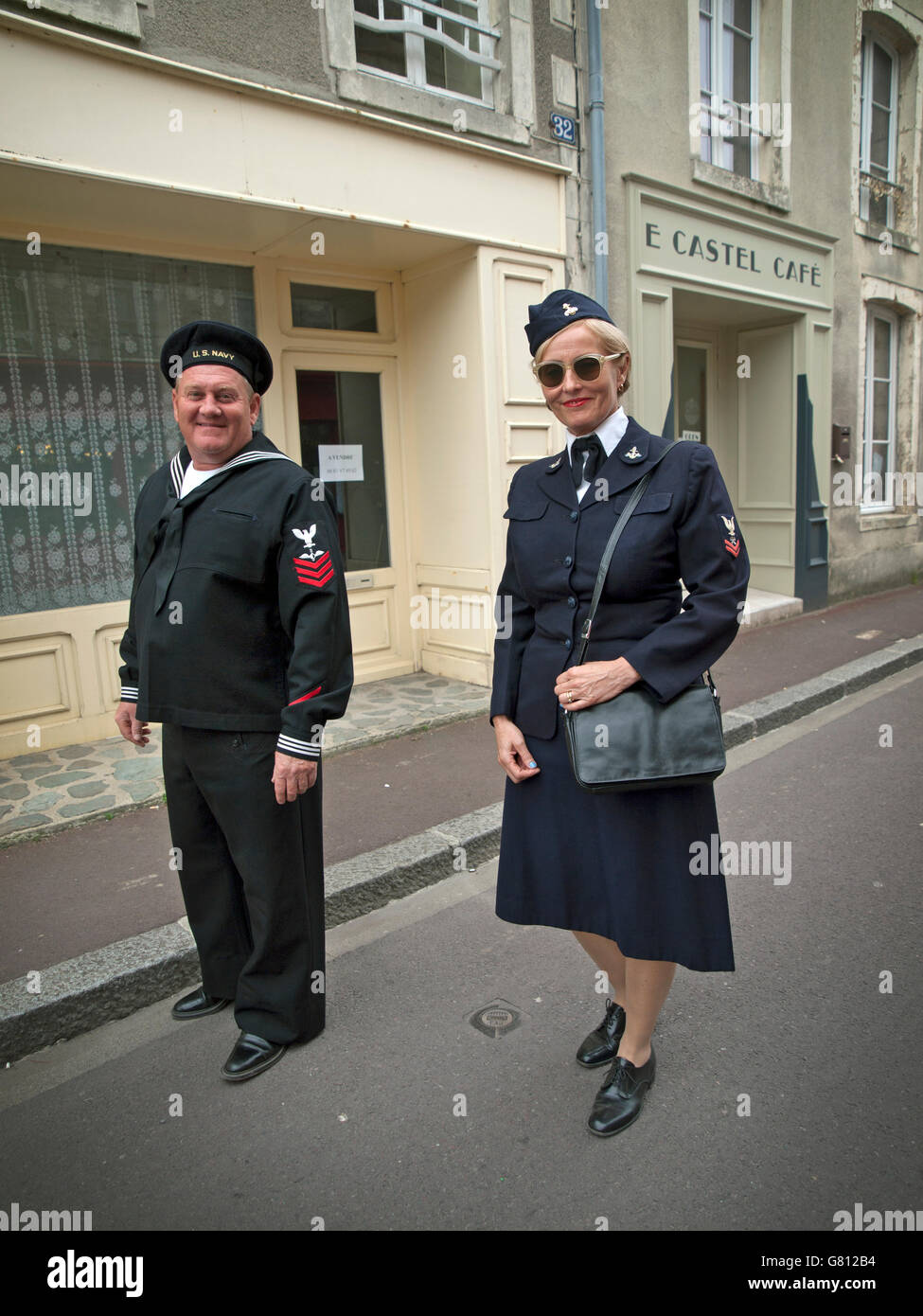 In the town of Carentan the 72nd anniversary of the Battle of Normandy is commemorated by locals in period costume Stock Photo