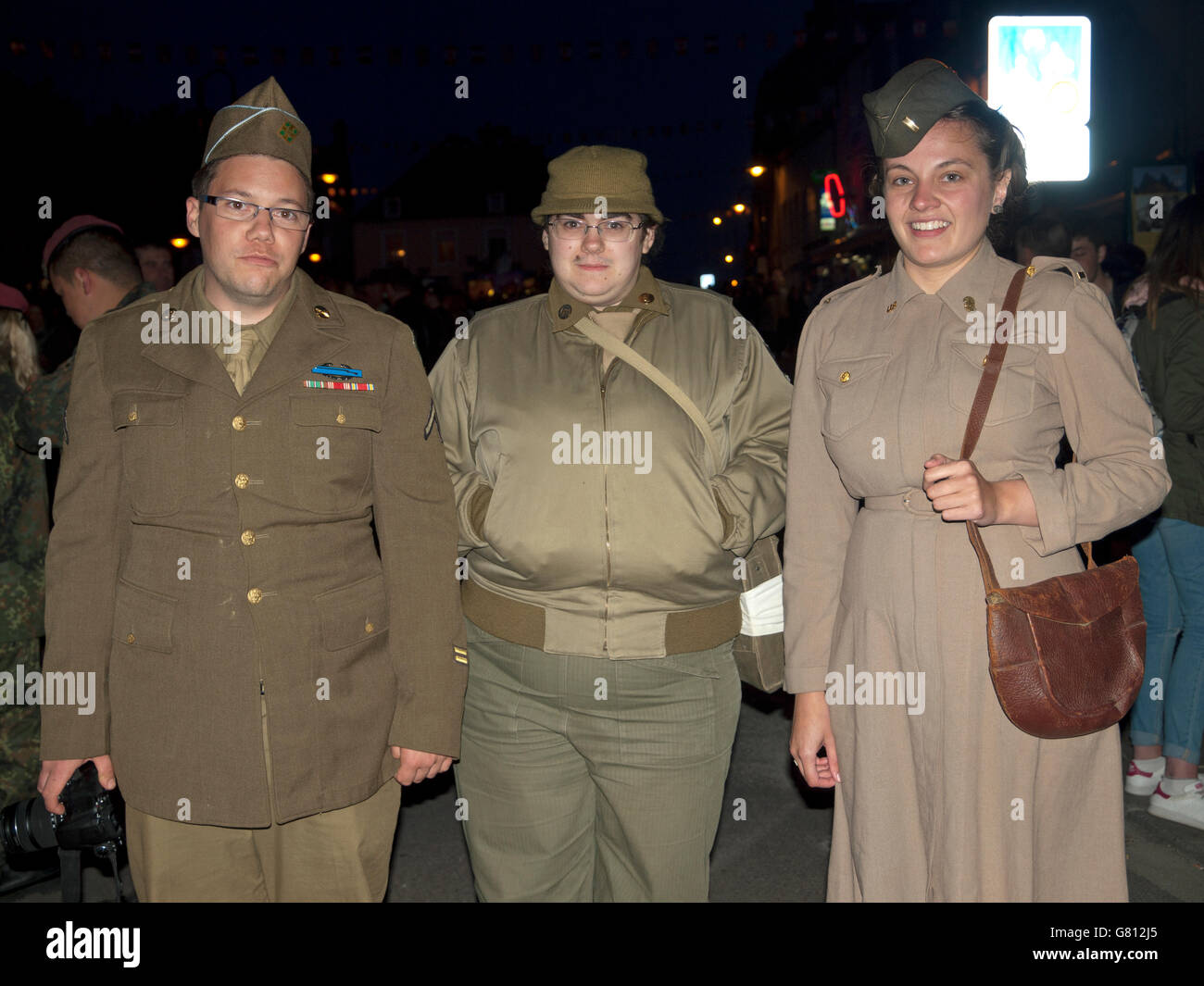 In the town of Carentan the 72nd anniversary of the Battle of Normandy is commemorated by locals in period military costume Stock Photo