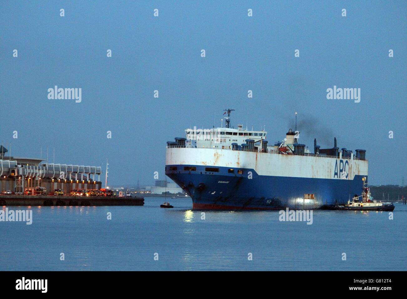 Car carrier fire Stock Photo Alamy