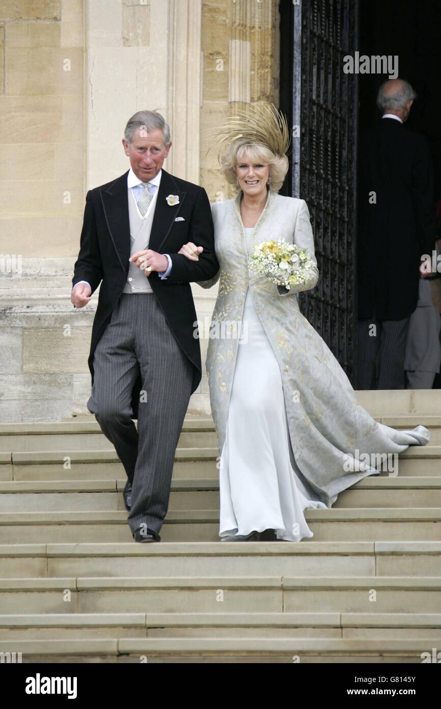 Royal Wedding - Marriage of Prince Charles and Camilla Parker Bowles - Service of Prayer and Dedication - St George's Chapel. The Prince of Wales and the Duchess of Cornwall. Stock Photo