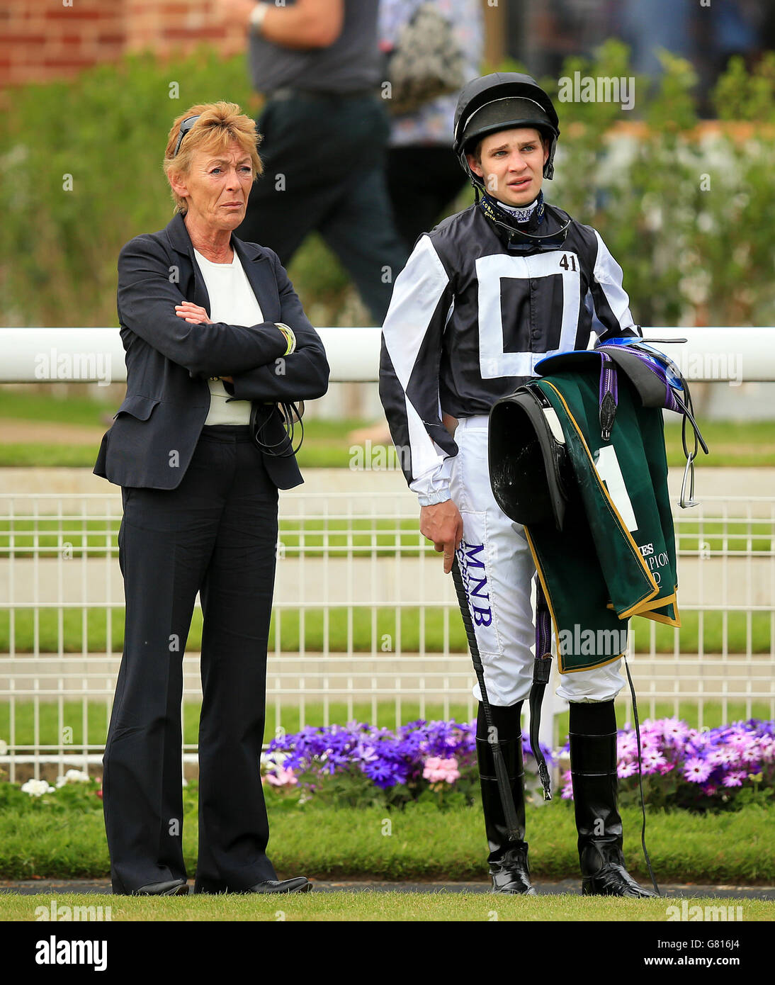 Horse Racing - 2015 Dante Festival - Betfred Yorkshire Cup - York Racecourse. Charles Bishop, jockey Stock Photo